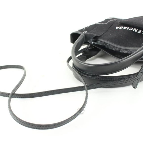 Balenciaga Black Canvas x Calfskin XS Navy Cabas 2way Crossbody 89ba629s - Picture 5 of 12